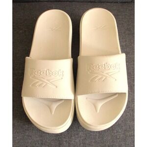 Reebok Platform Slides Cream Off White Chunky Athletic Sandals Men 10 Women 11.5